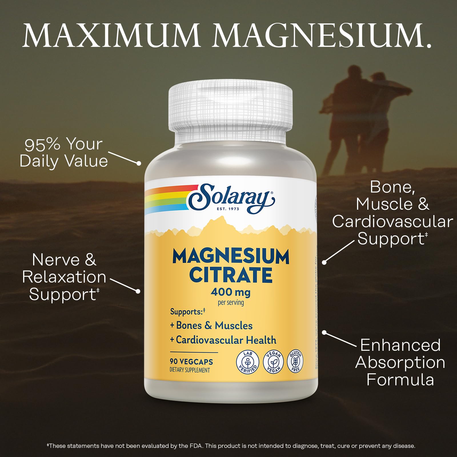 Label detail for SOLARAY Magnesium Citrate 400mg bottle