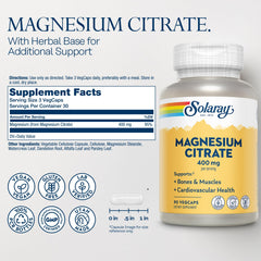 Close-up of Solaray Magnesium Citrate 400mg capsules