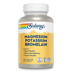 Solaray Magnesium Potassium Asporotates with Bromelain bottle and 120 vegan capsules