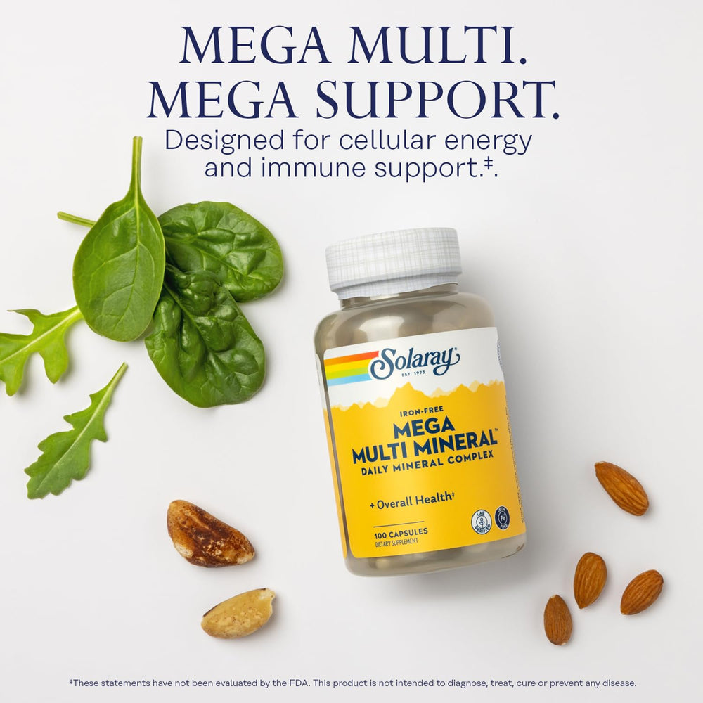 Capsule highlighting iron-free mineral formula