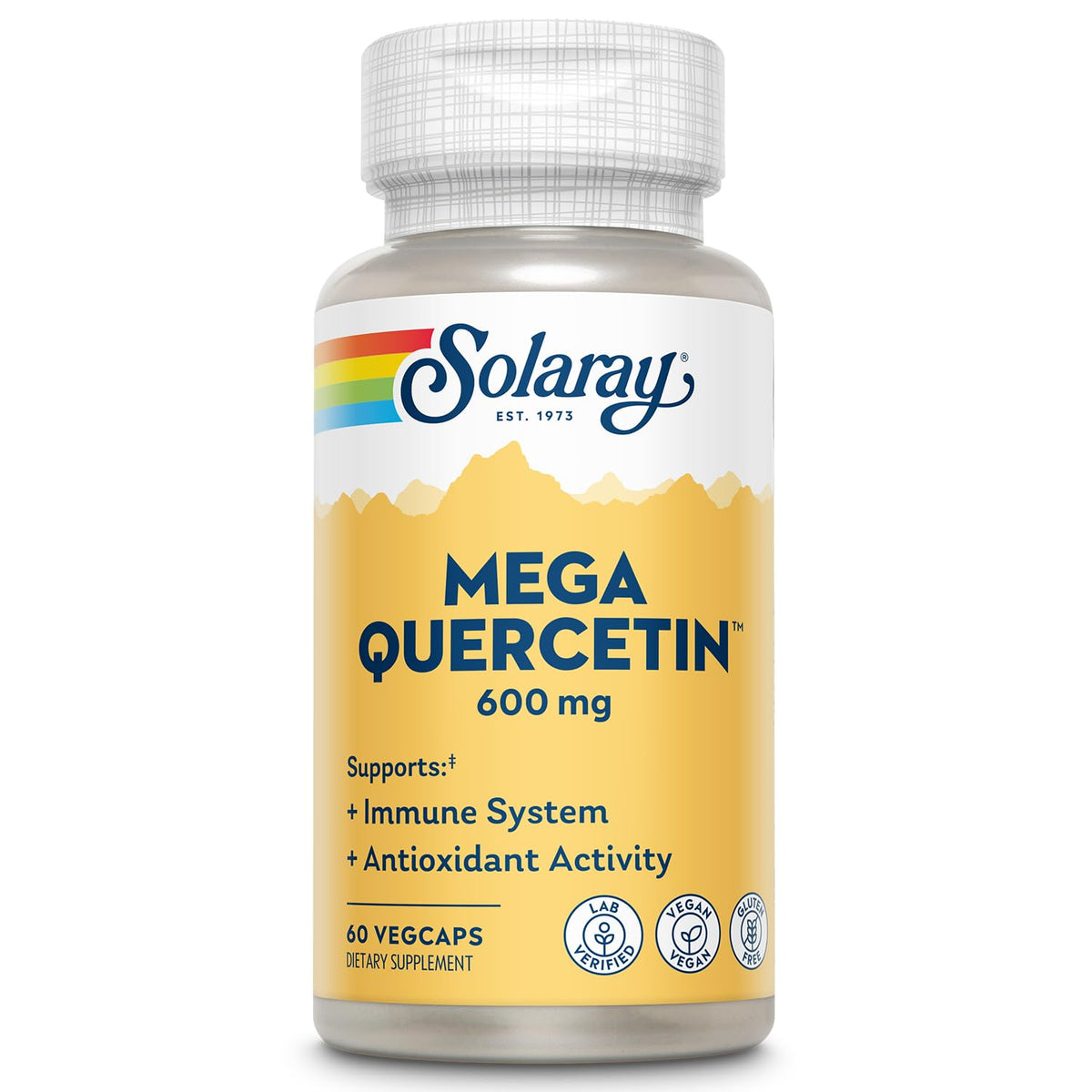 Solaray Mega Quercetin with Bromelain bottle and capsules