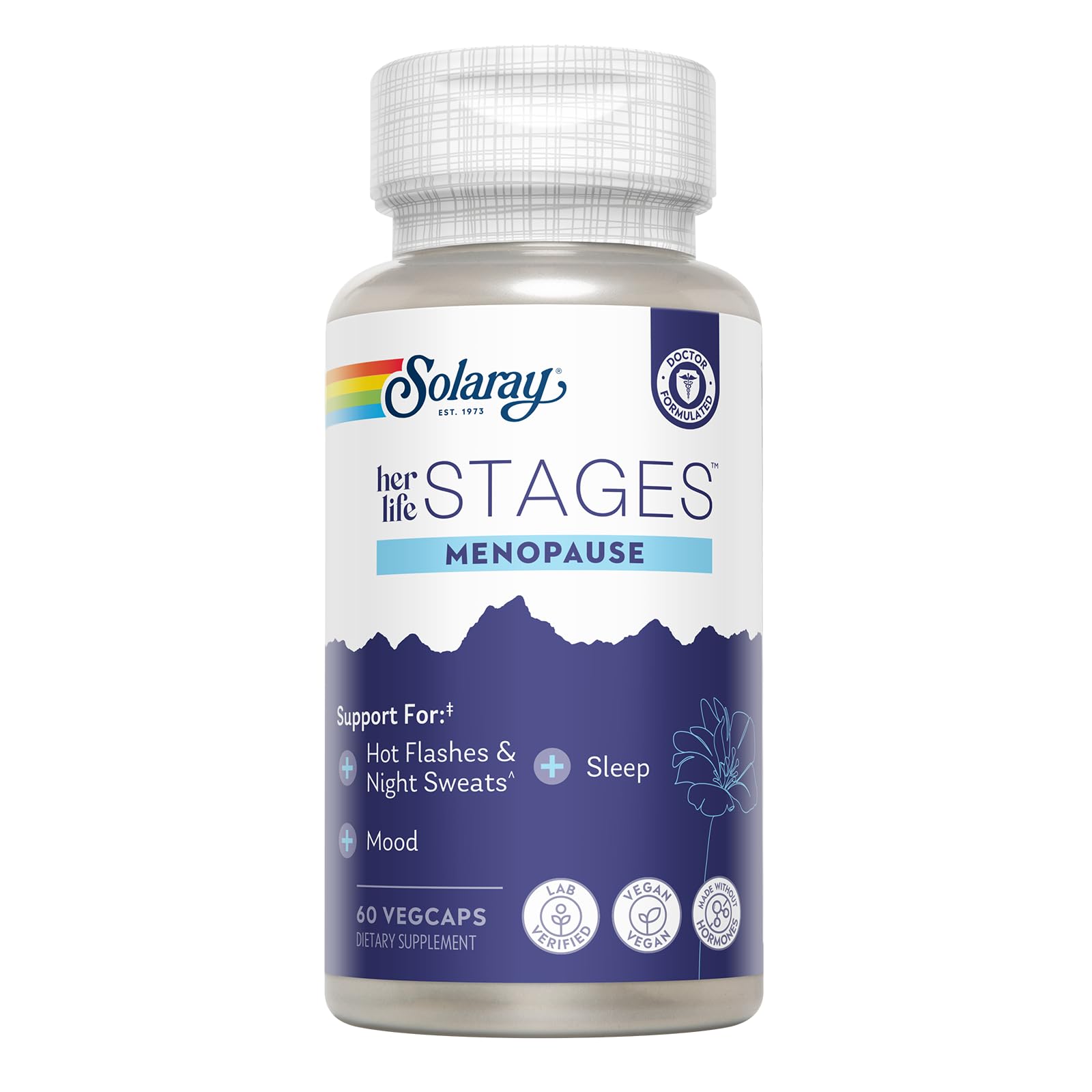 SOLARAY menopause supplement bottle on white background