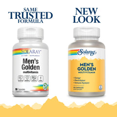 Close-up of SOLARAY Men's Golden Multi-Vitamin Capsules capsules