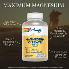 Nutrition label for Solaray Magnesium Citrate 400mg