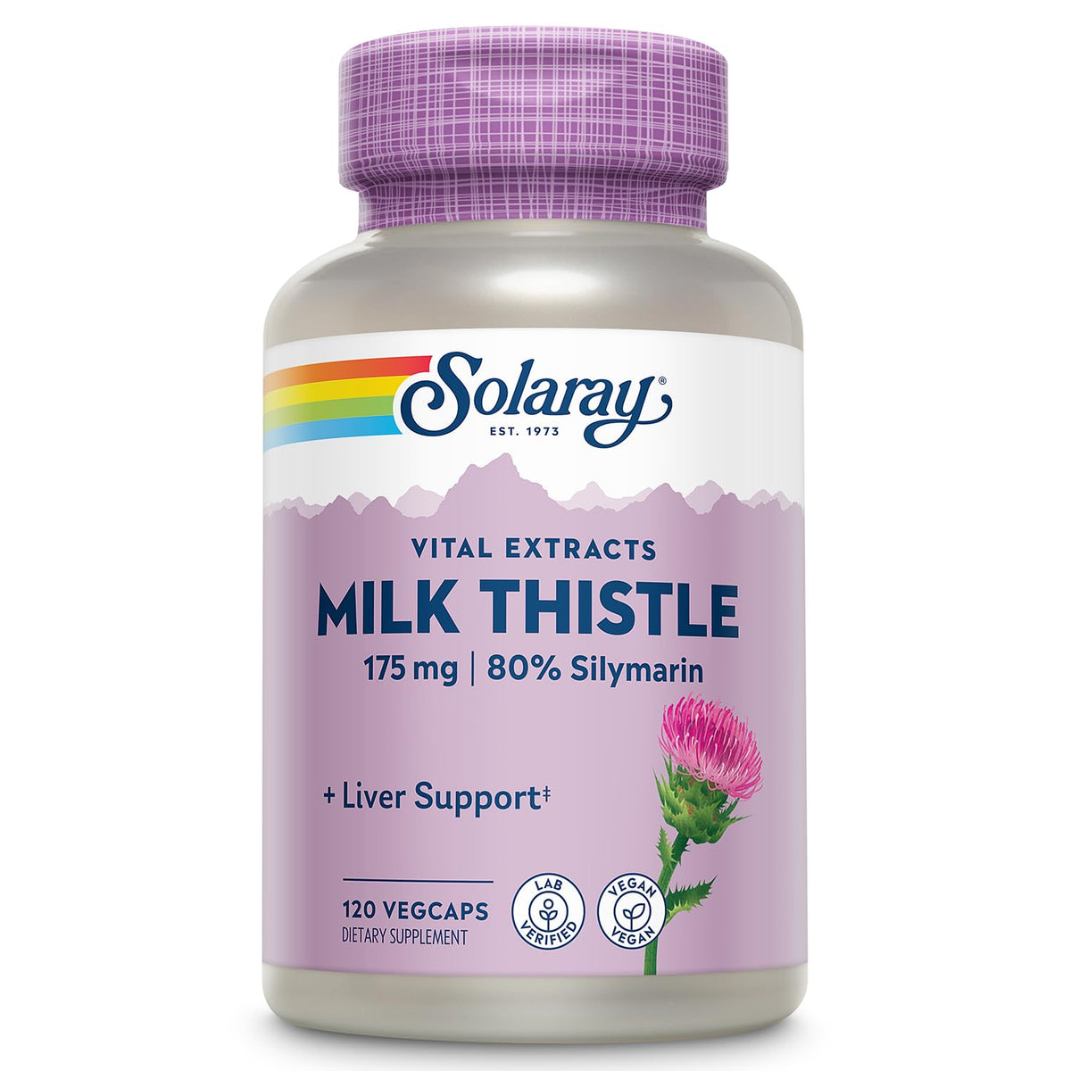 SOLARAY Milk Thistle Seed Extract 175mg bottle with 120 vegan capsules