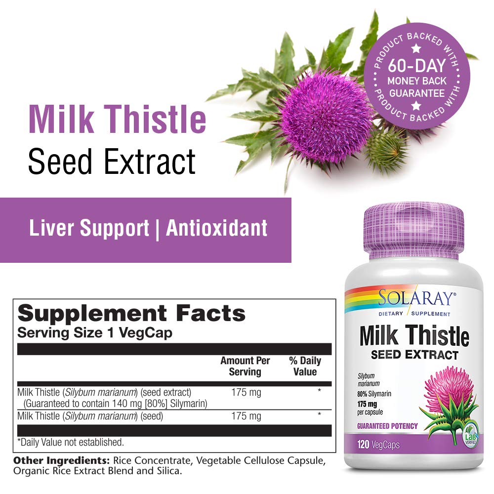 SOLARAY Milk Thistle Seed Extract 120 VegCaps packaging
