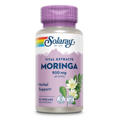Solaray Moringa Capsules bottle displaying 900 mg leaf extract