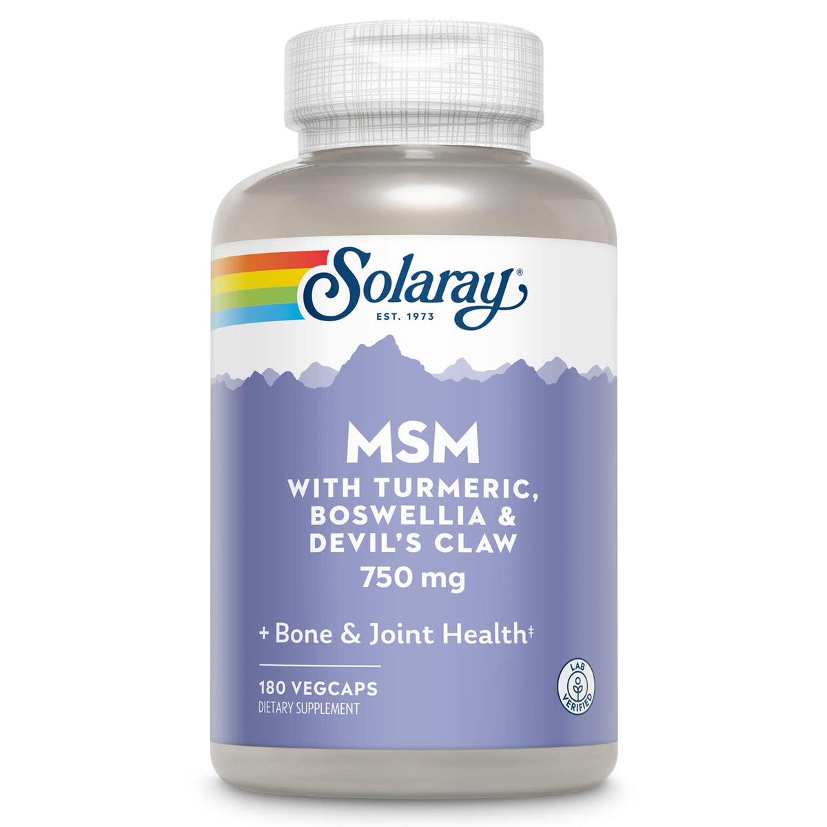 Solaray MSM capsules bottle 750 mg, 180-count – image 1