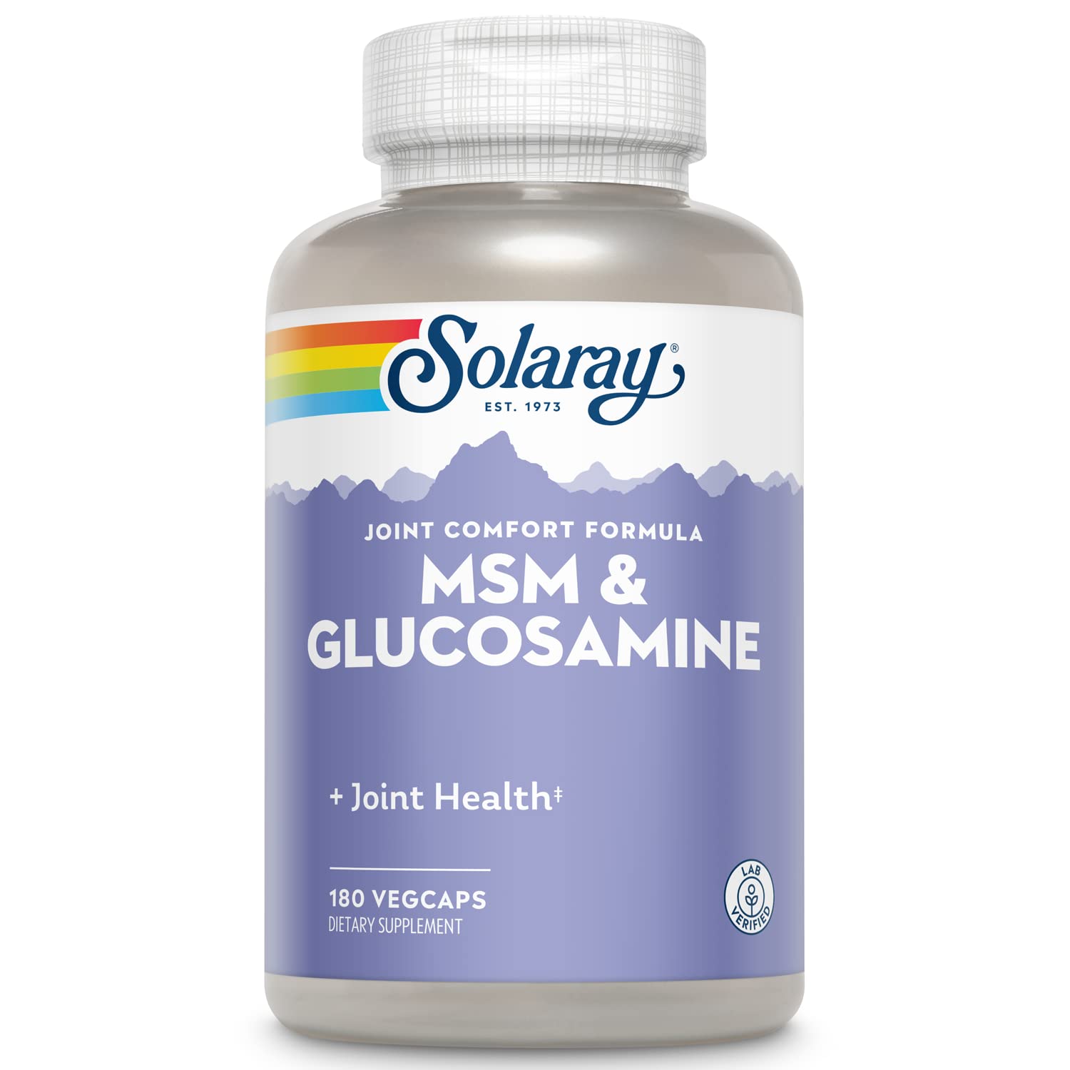 Solaray MSM and Glucosamine Capsules bottle – 180 count