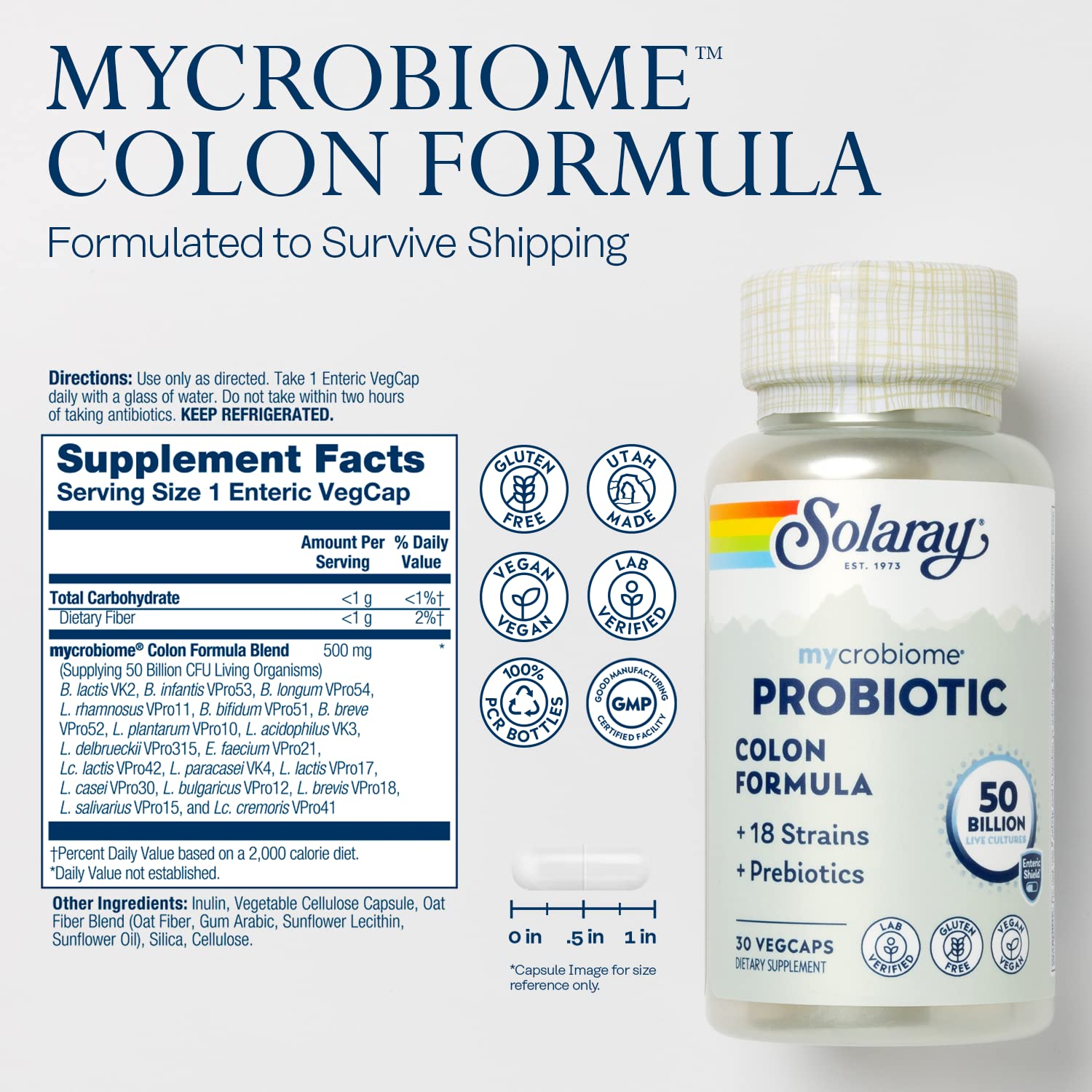 Eco-friendly 100% PCR bottle packaging for Mycrobiome Probiotic Colon Formula