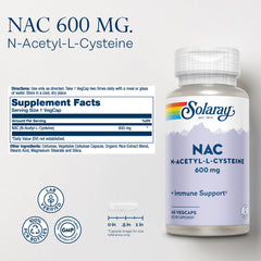 Close-up of NAC 600 mg VegCap label