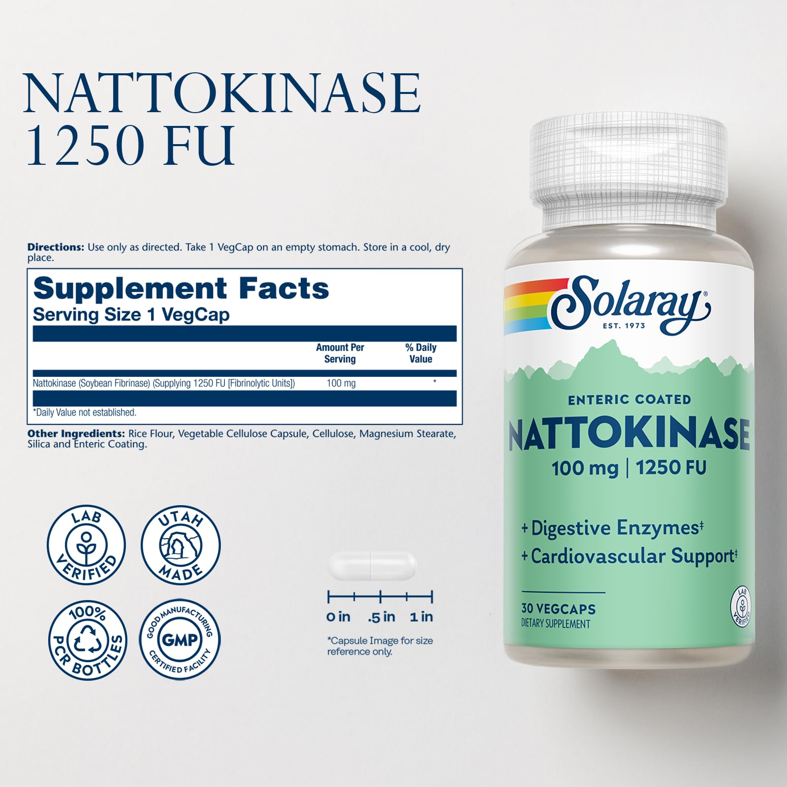 Nattokinase 1250 FU supplement facts panel