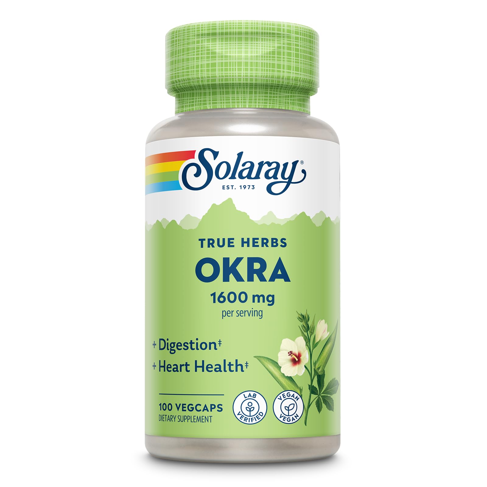 SOLARAY Okra Fruit 1600 mg bottle label