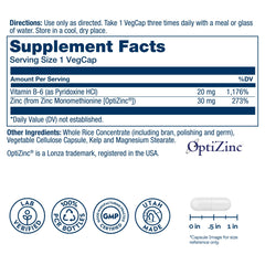 OptiZinc 30mg zinc capsules with Vitamin B6
