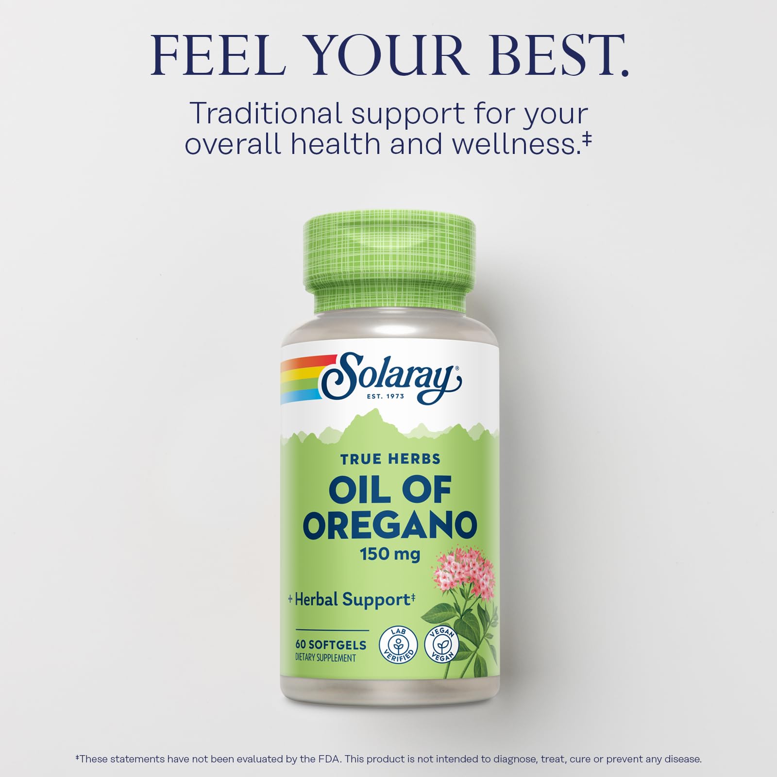 Solaray oregano oil softgels packaging close-up