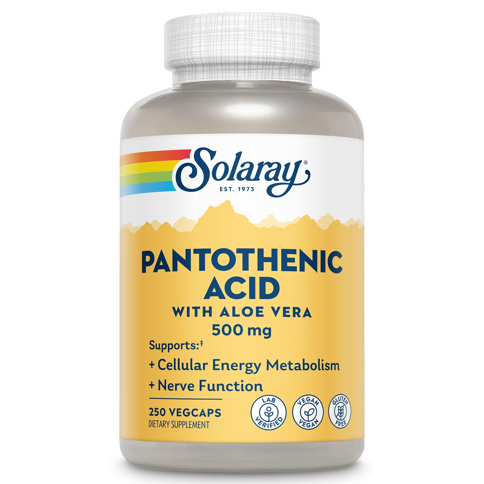SOLARAY Pantothenic Acid 500mg bottle front view