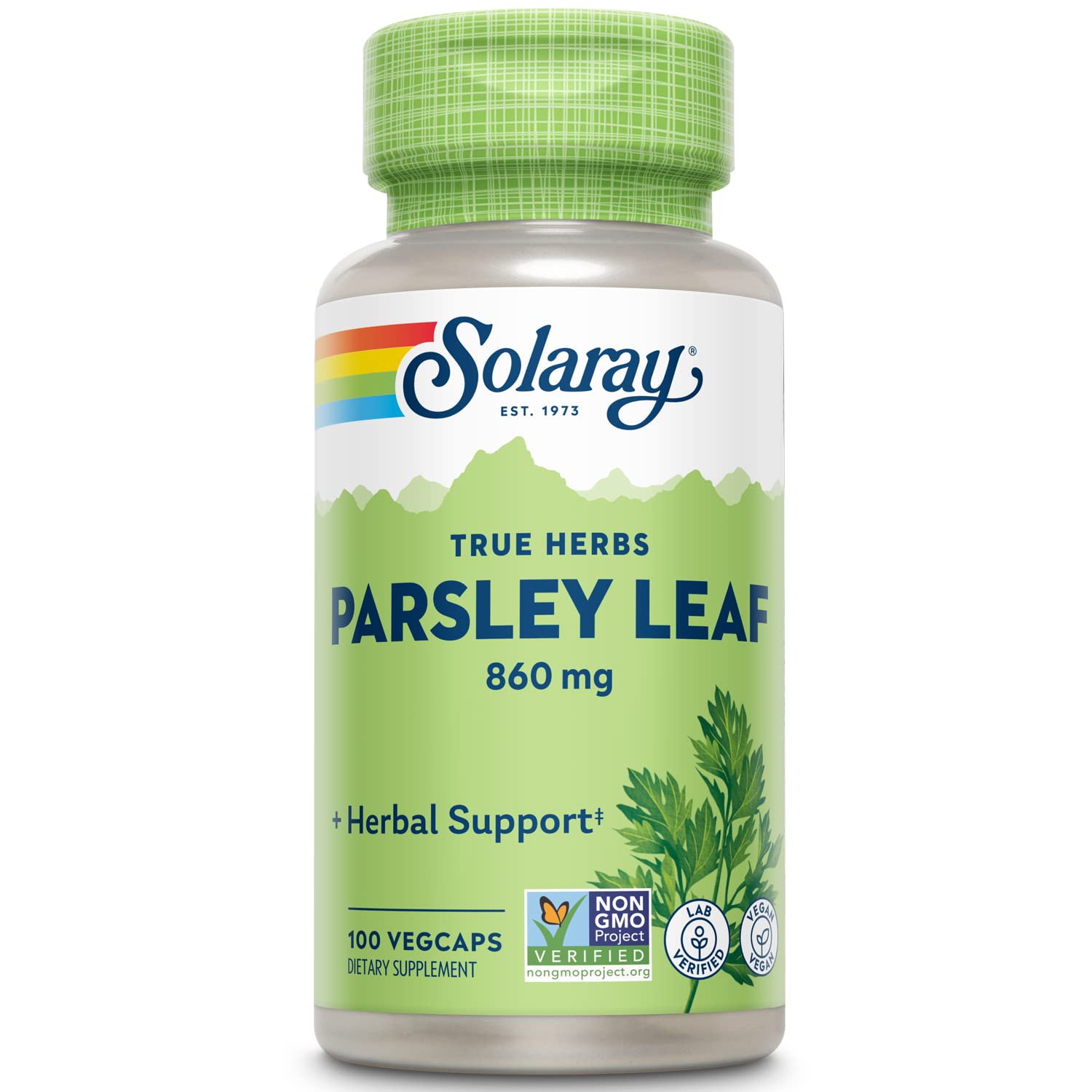 SOLARAY Parsley Capsules bottle, 860 mg, 100 count