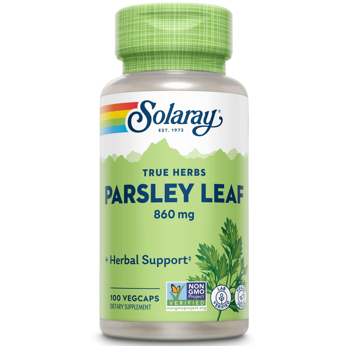 SOLARAY Parsley Capsules bottle, 860 mg, 100 count