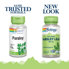Close-up of SOLARAY Parsley Capsules, 860 mg