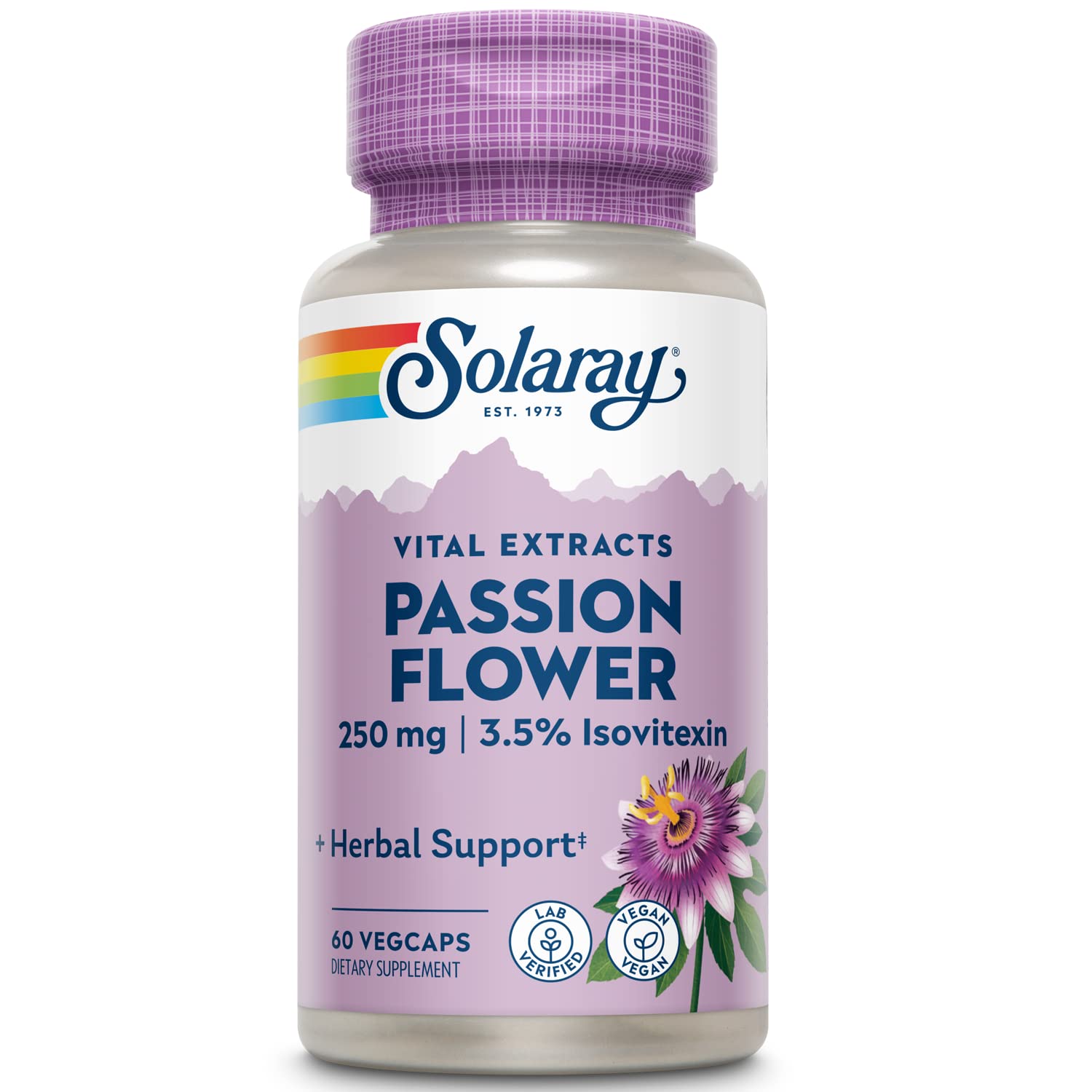 Solaray Passion Flower Extract 250 mg bottle - 60 count