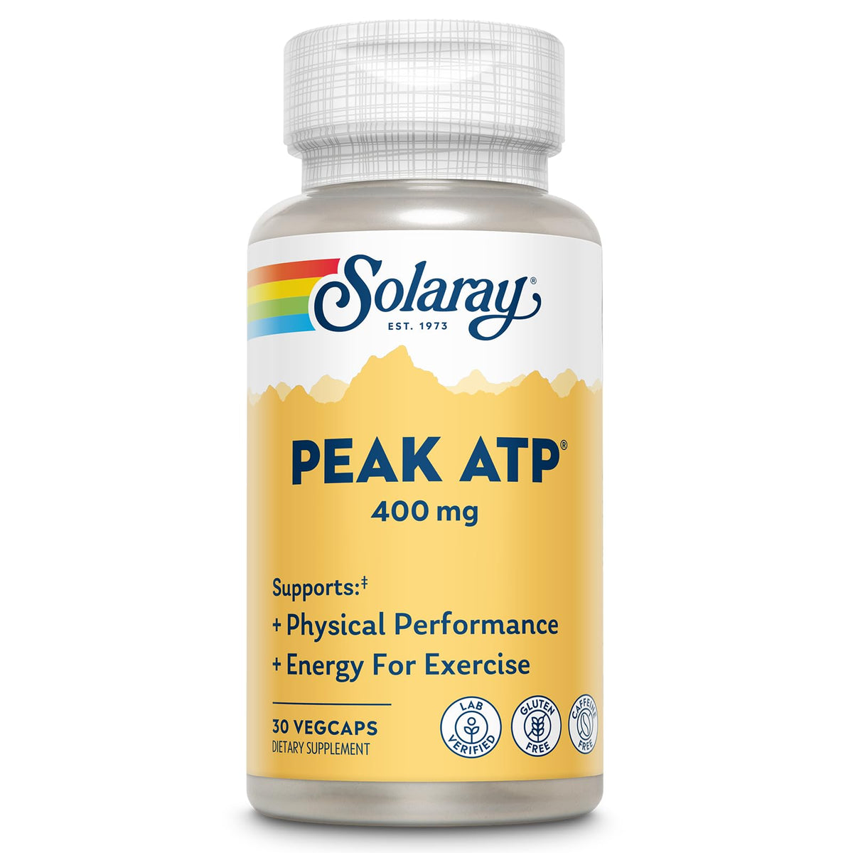 Front view of SOLARAY Peak ATP 400 mg bottle