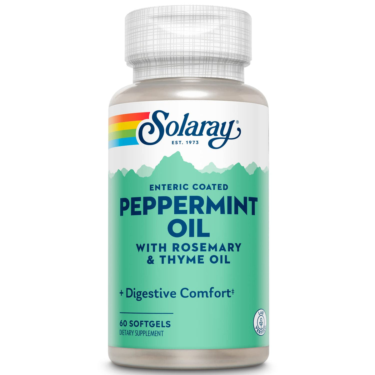 Solaray Peppermint Oil Enteric Coated with Rosemary & Thyme – bottle front view