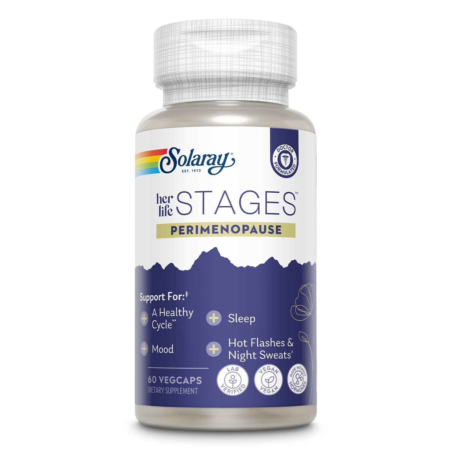 SOLARAY Perimenopause Life Stages bottle and packaging on a clean white background
