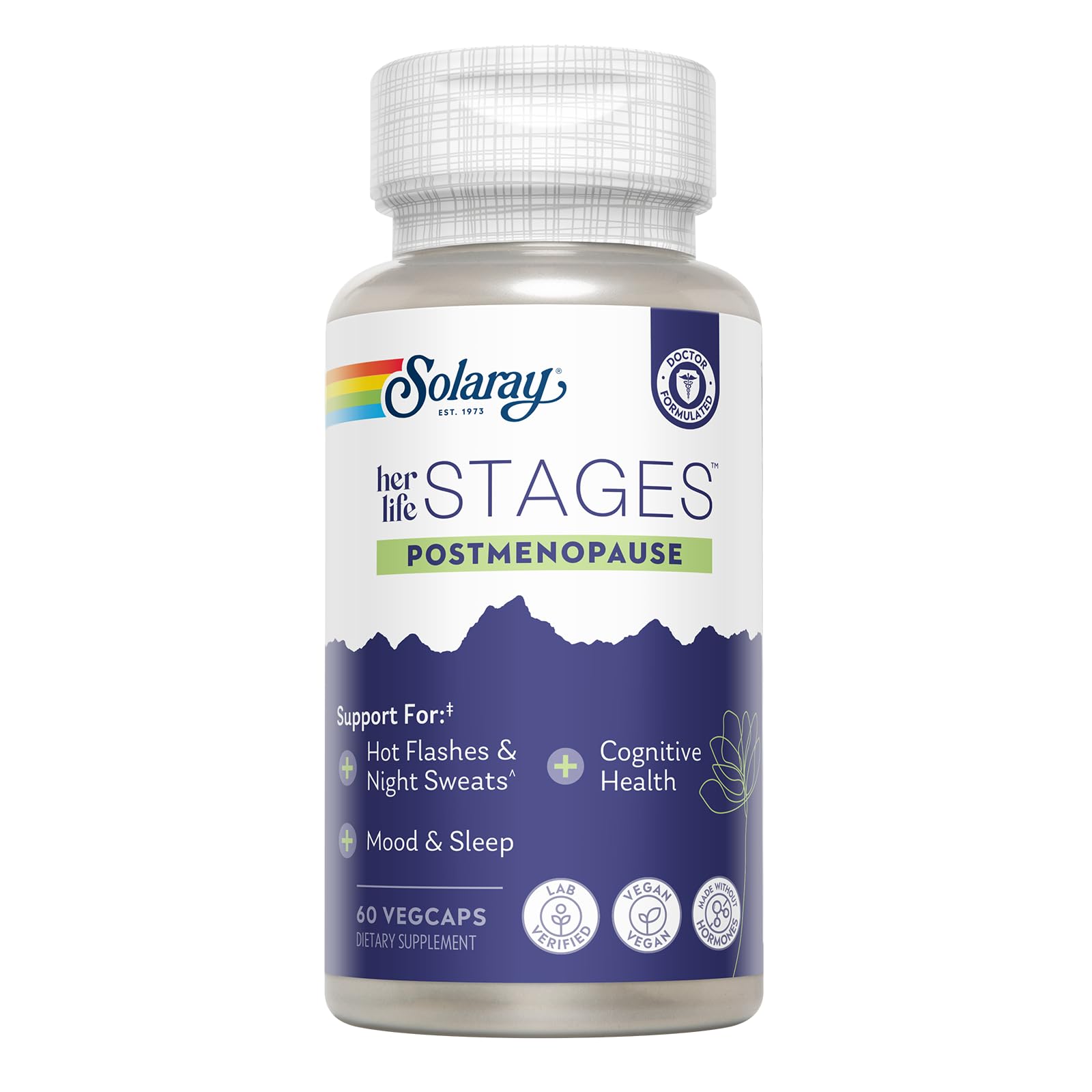 Solaray Postmenopause Life Stages bottle with capsules
