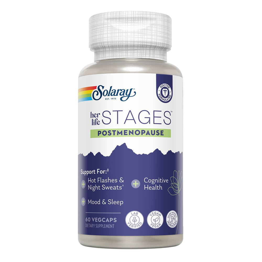 Solaray Postmenopause Life Stages bottle with capsules