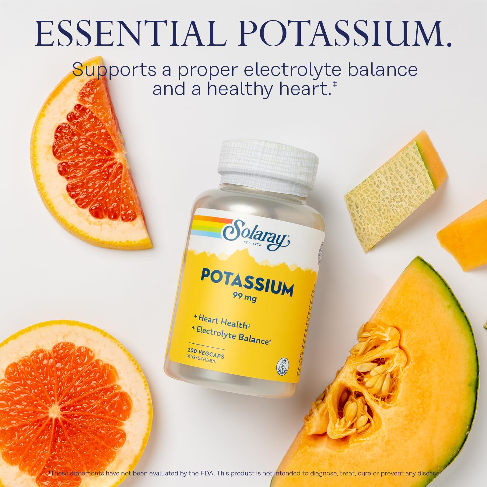 Potassium 99 mg supplement label with facts