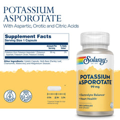 Solaray potassium asporotate bottle on white background