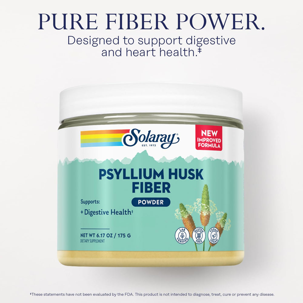 Serving size and soluble fiber information for SOLARAY Psyllium Husk Powder