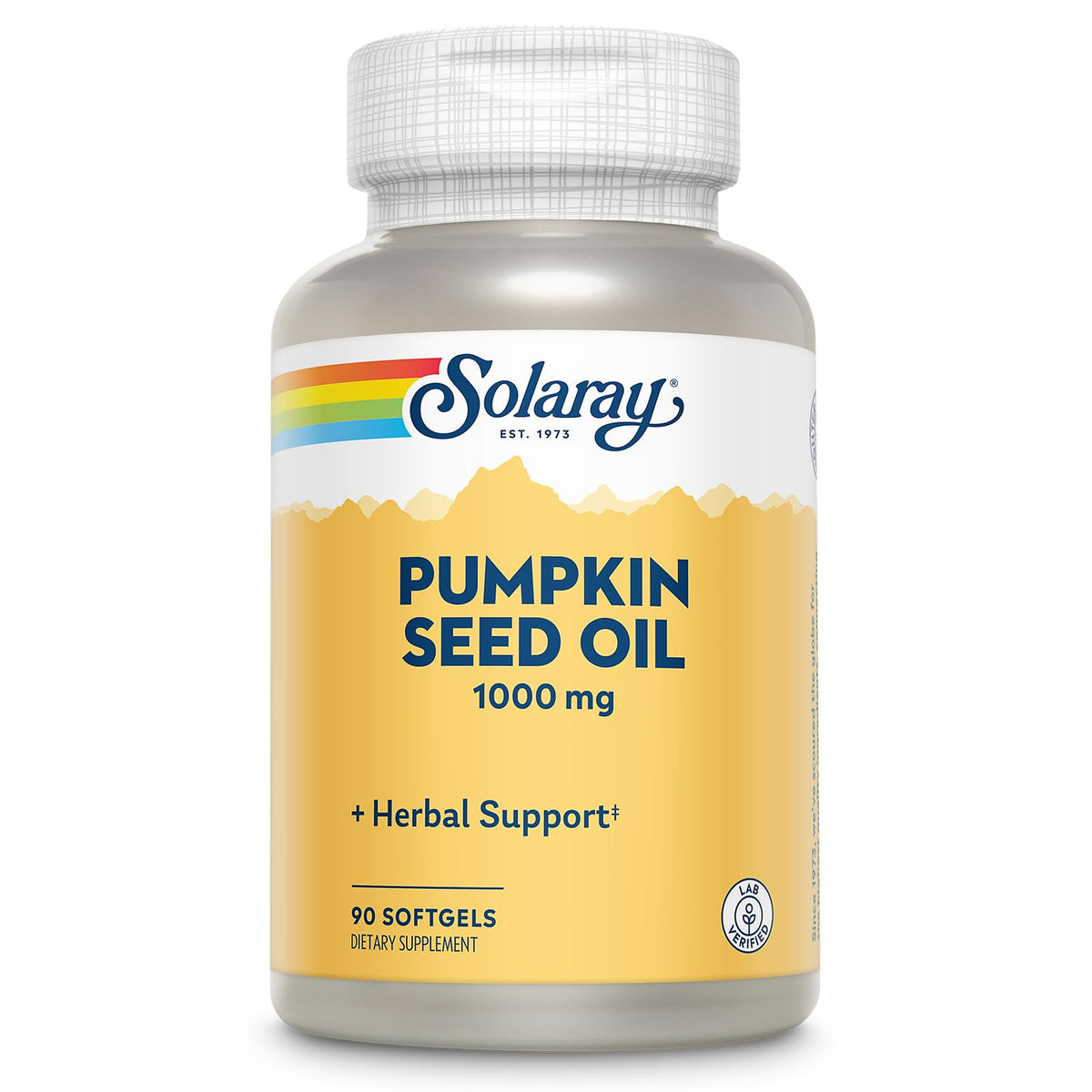 Bottle of Solaray Pumpkin Seed Oil 1000 mg softgels.