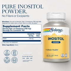 Close-up of Inositol powder measuring 1/4 teaspoon (700 mg)