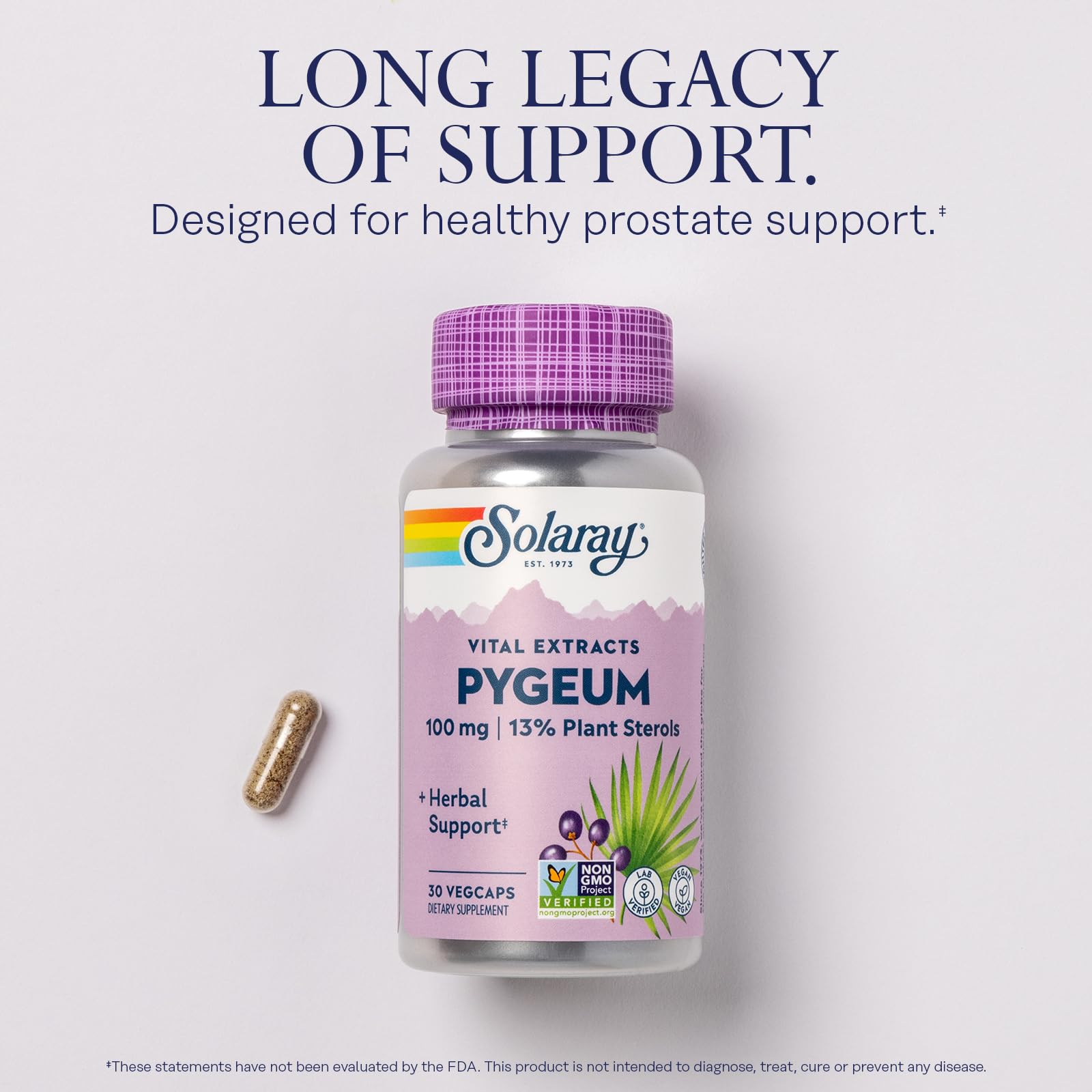 Pygeum Bark Extract information on bottle