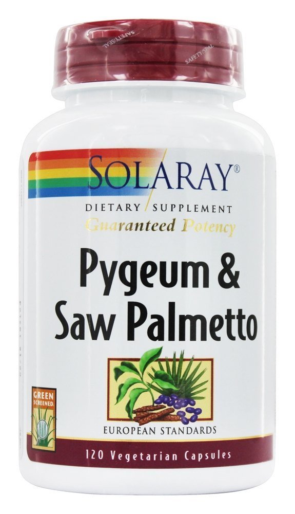 Bottle of Solaray Pygeum & Saw Palmetto, 120 Vegetarian Capsules