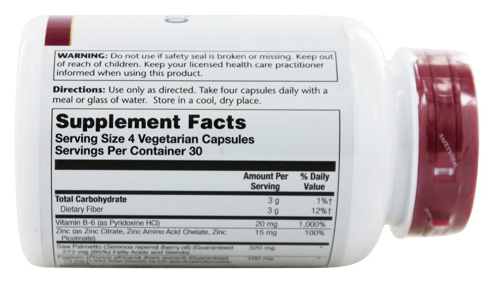 Close-up of Pygeum & Saw Palmetto capsules