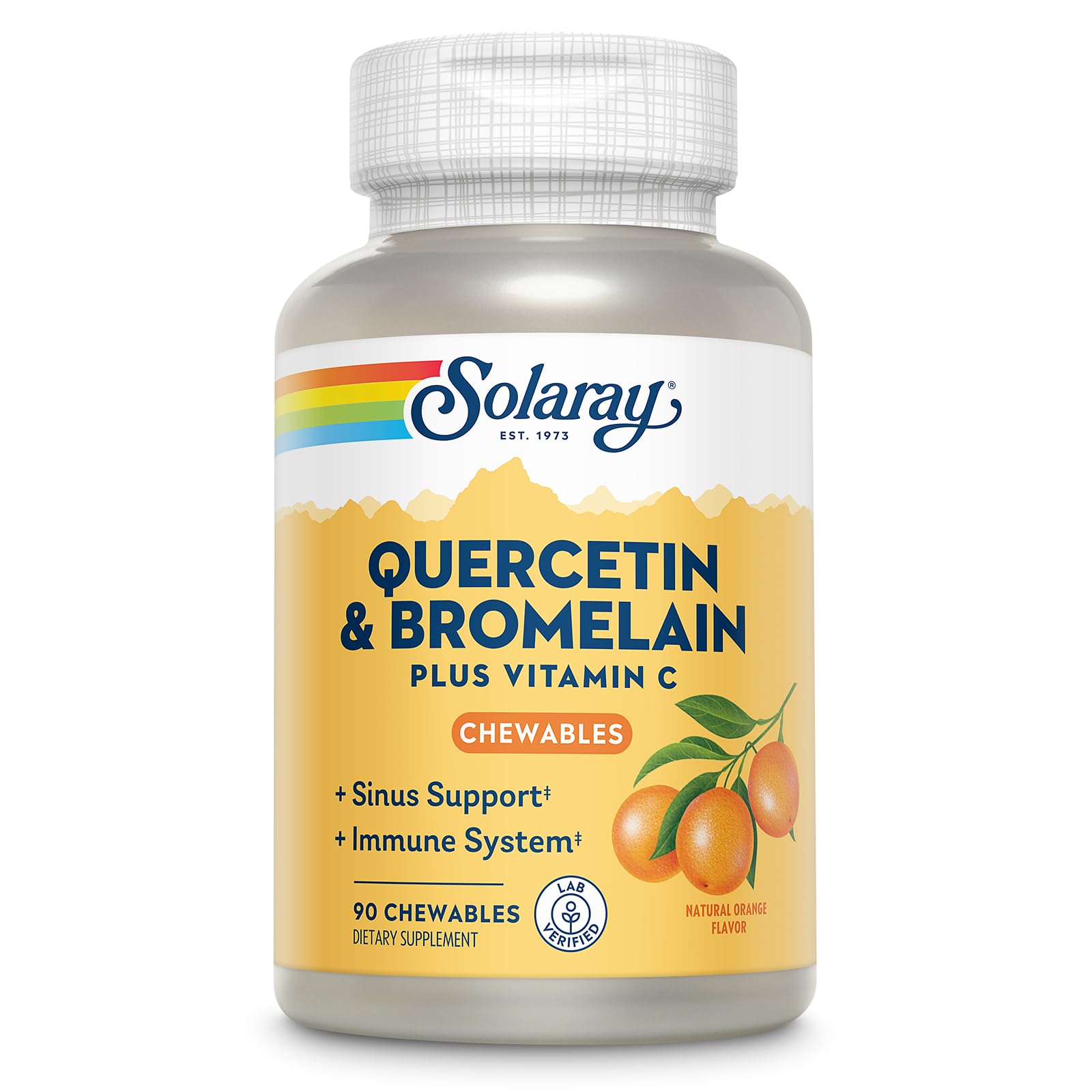 SOLARAY Quercetin with Bromelain and Vitamin C chewables bottle – hero image