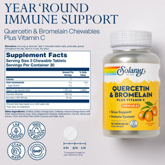 Orange-flavored quercetin–bromelain–vitamin C chewables close-up
