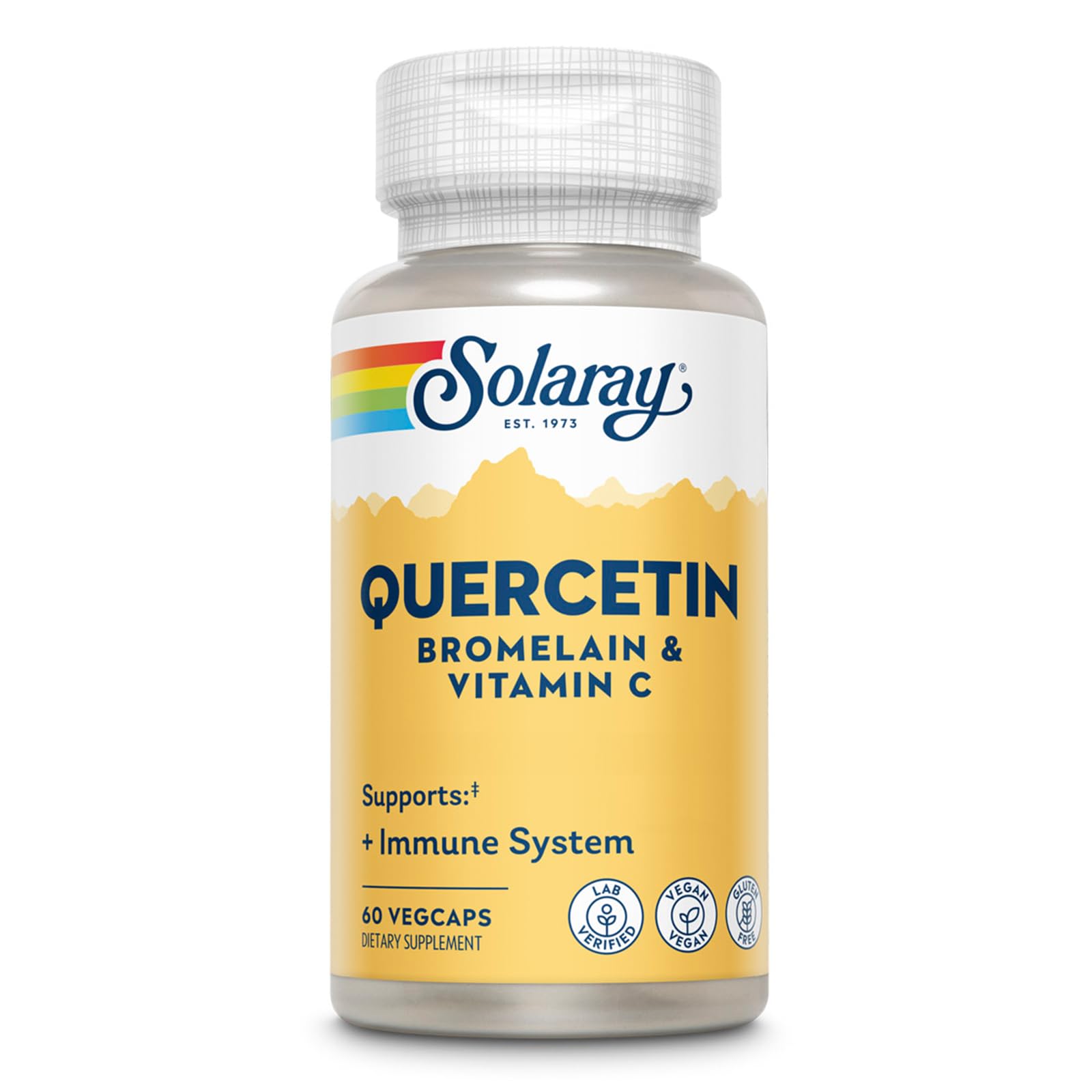 Front view of SOLARAY Quercetin with Bromelain and Vitamin C bottle