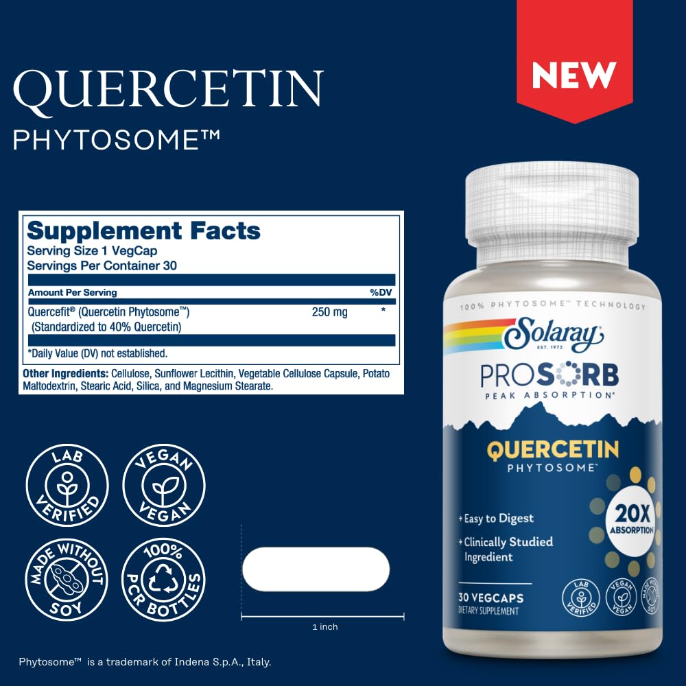 Close-up of SOLARAY Quercetin Phytosome vegan capsules
