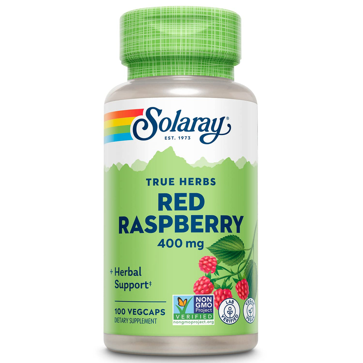 Solaray Red Raspberry Leaves Capsules bottle 400 mg - image 1