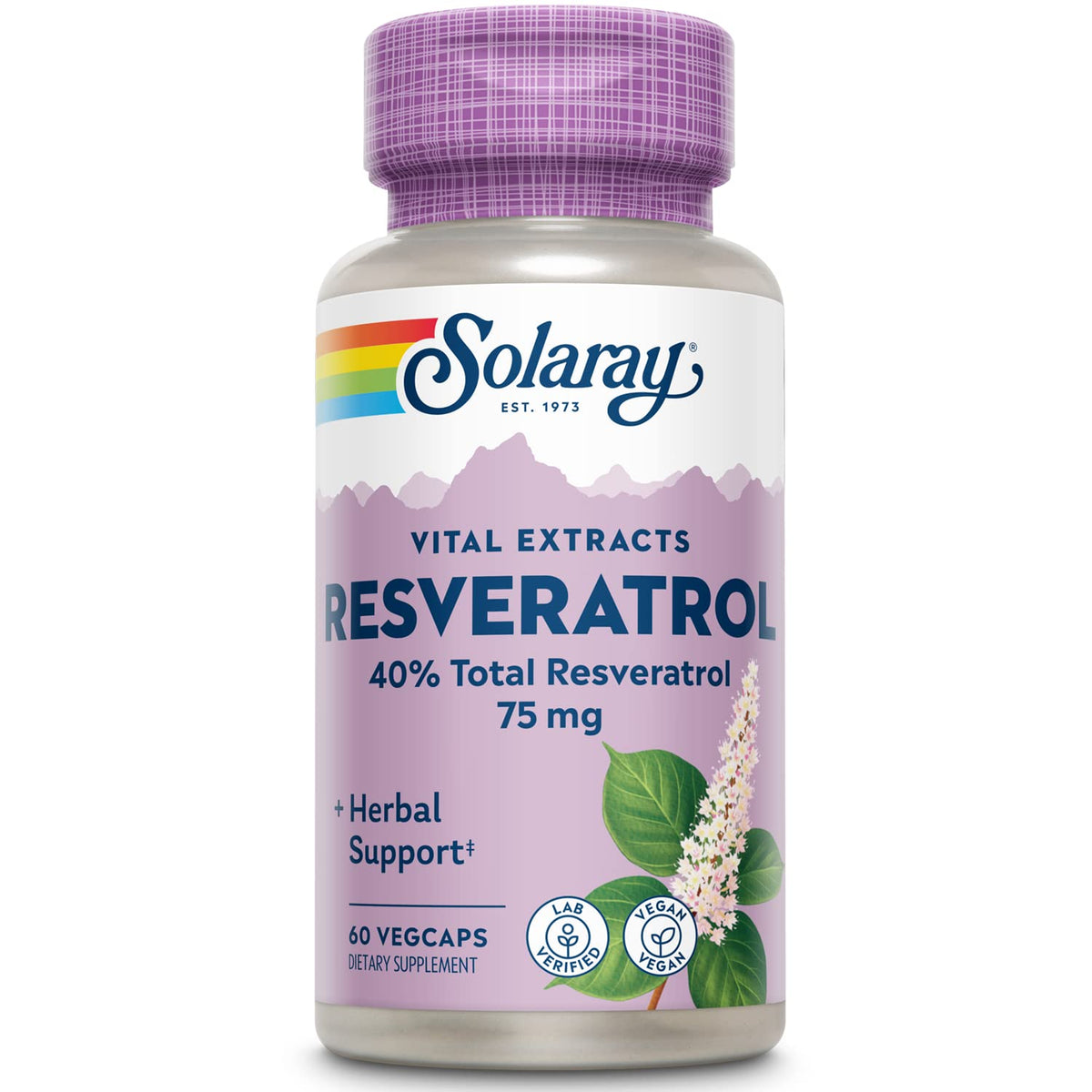 SOLARAY Resveratrol 75 mg Vegetarian Capsule bottle - 60 count