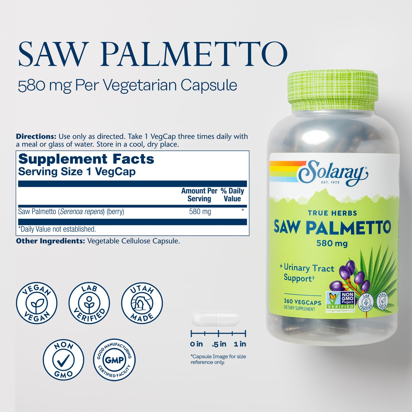 SOLARAY Saw Palmetto 580 mg capsules