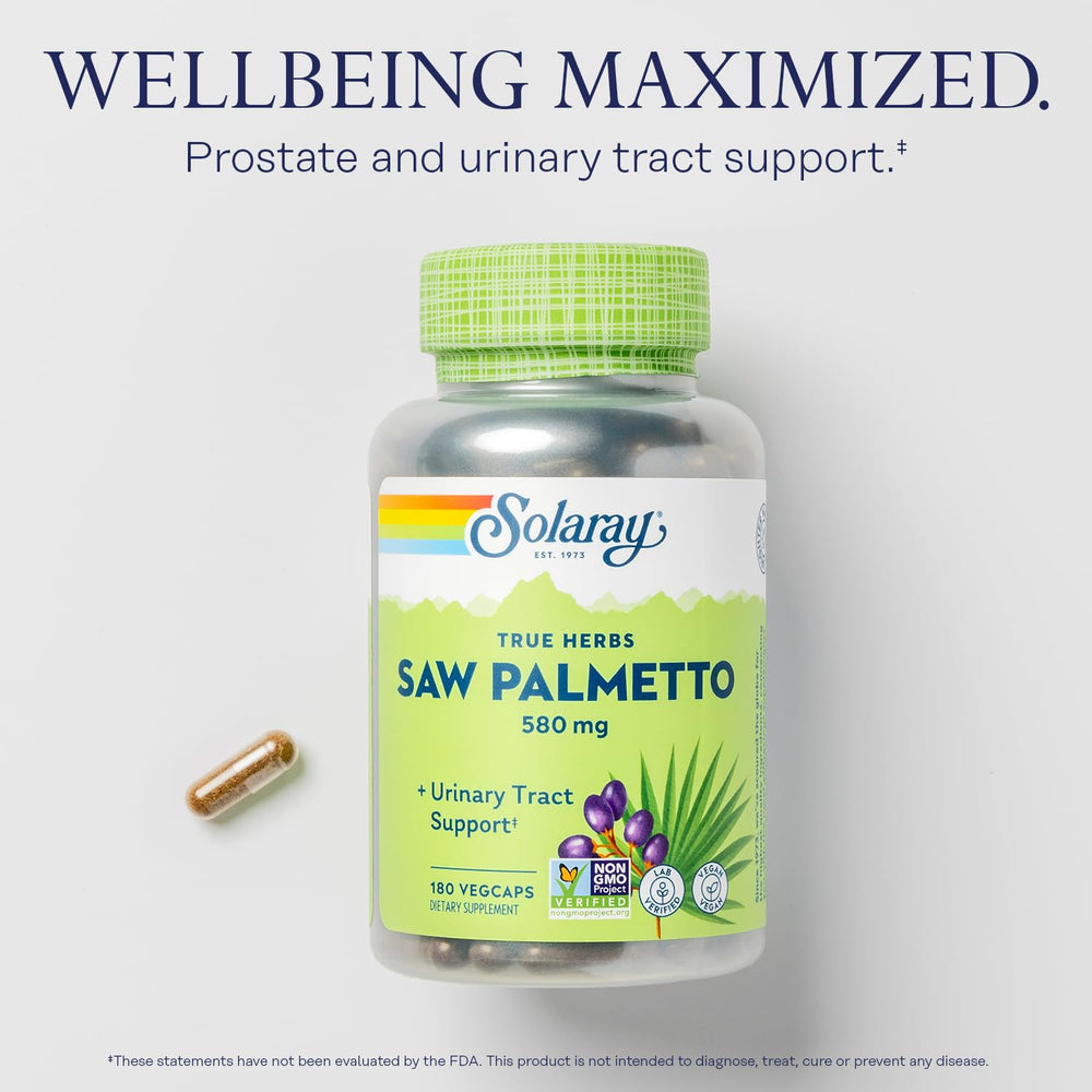 Vegetarian capsule of SOLARAY Saw Palmetto Berry 580 mg