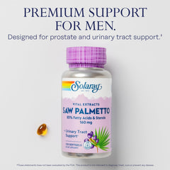 Label highlights 160 mg saw palmetto and 136 mg fatty acids and sterols