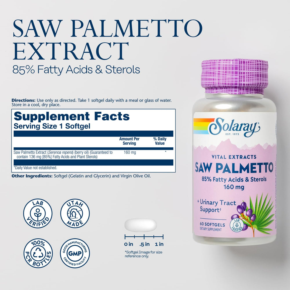 SOLARAY Saw Palmetto Extract bottle side view