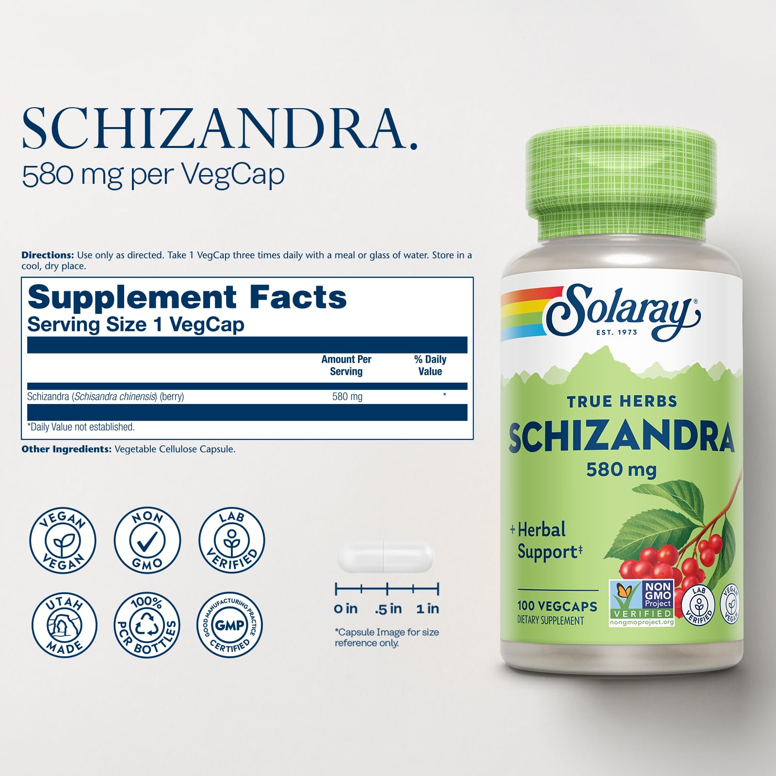 Schisandra berries close-up used in SOLARAY supplement
