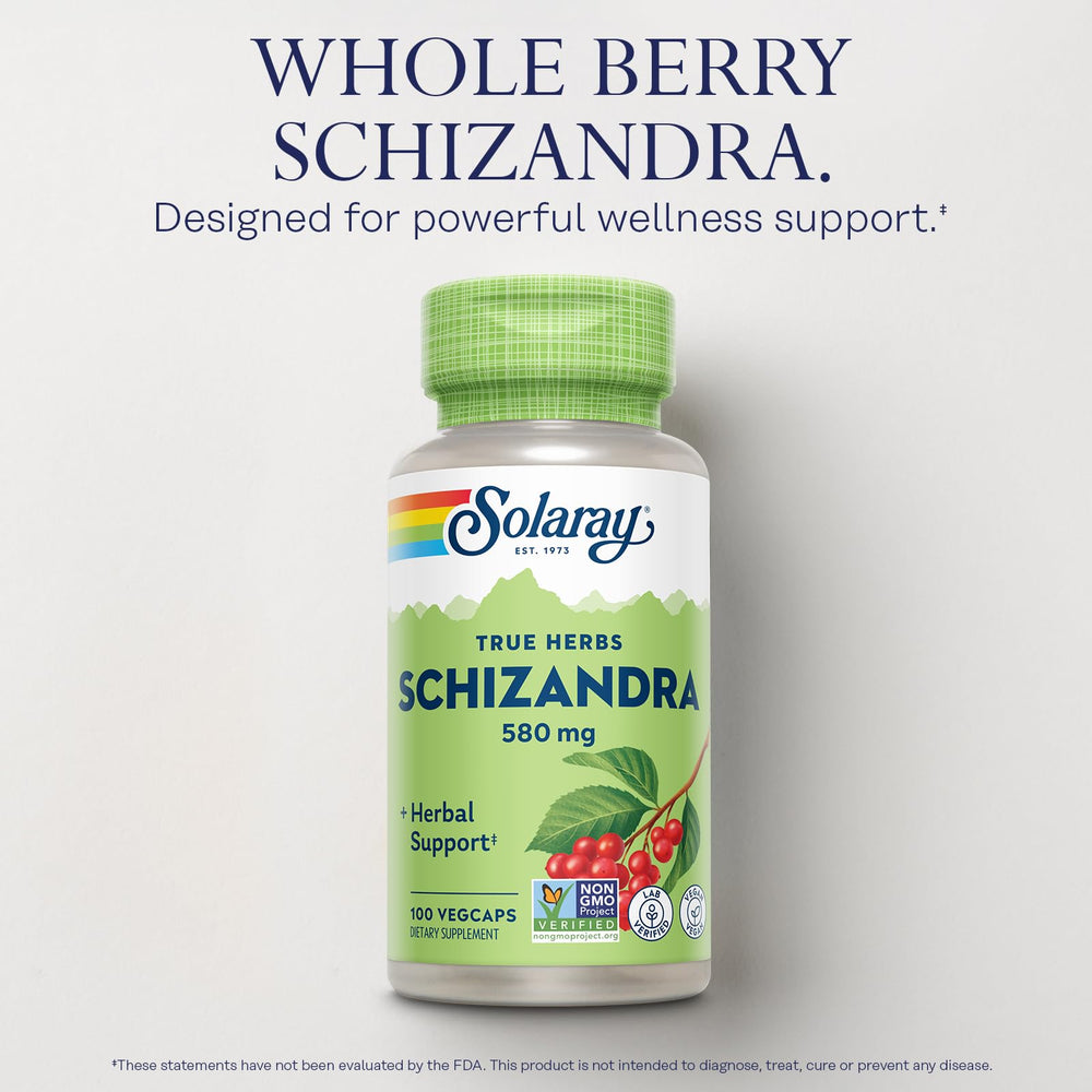 Vegan and Non-GMO Project Verified label on SOLARAY Schizandra