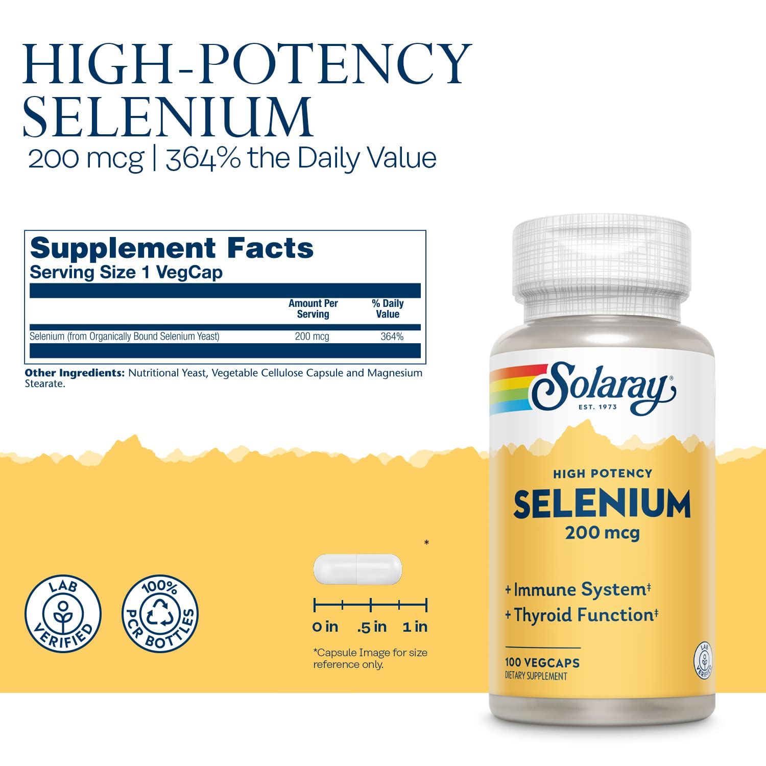 Close-up of Solaray Selenium VegCaps capsules